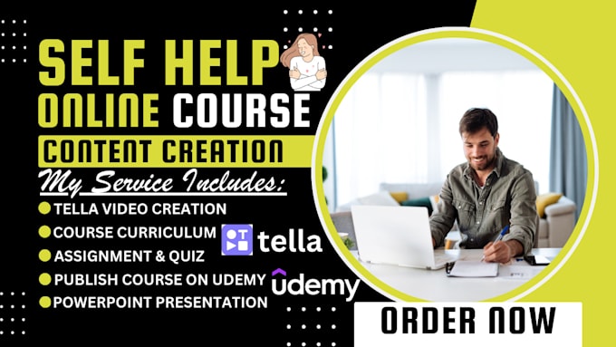 Gig Preview - Write self help online course, do ppt slides, edit and  create video on tella