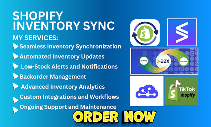 Gig Preview - Setup shopify inventory sync syncx stock quickbooks quick litcommerce amazon