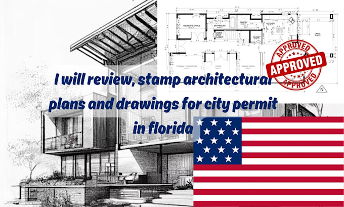 Gig Preview - Review, stamp architectural plans and drawings for city permit in florida