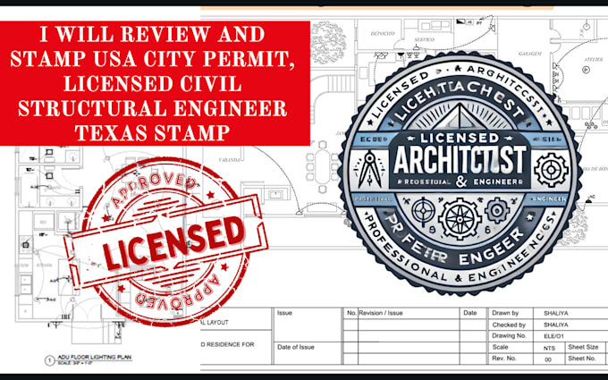 Gig Preview - Review and stamp USA city permit, licensed civil structural engineer texas stamp