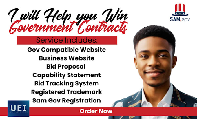 Gig Preview - Design website to win goverment contract 501c3 sam gov llc bid proposal