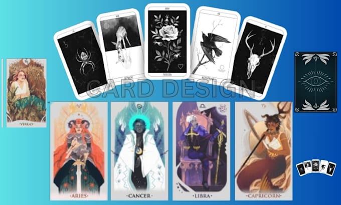 Gig Preview - Draw custom tarot card, tcg card design oracle zodiac playing card game mockup