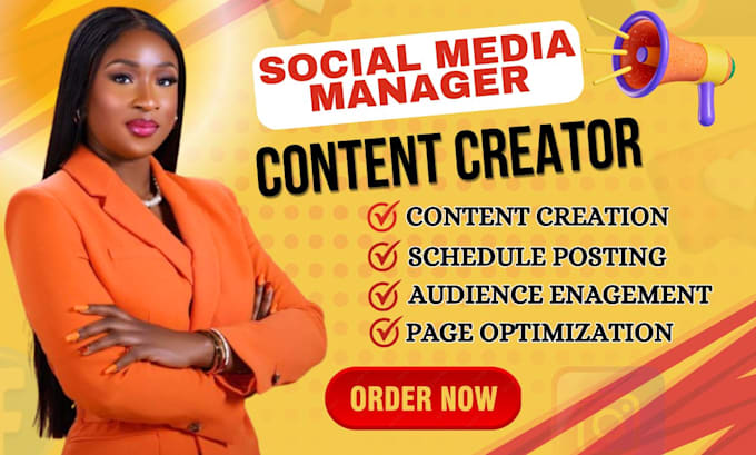 Gig Preview - Be your social media manager and social media marketing manager content creator