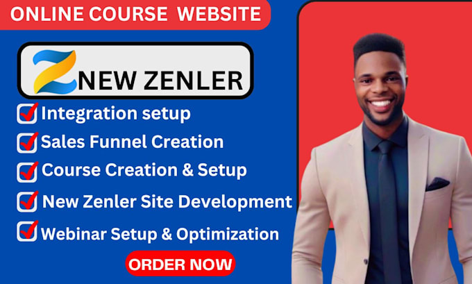 Gig Preview - Create new zenler online course website and sales funnel webinar setup