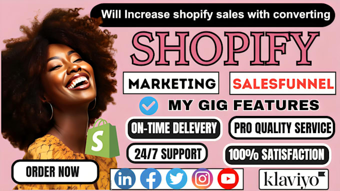 Gig Preview - Increase shopify sales, shopify store marketing, ecommerce marketing manager