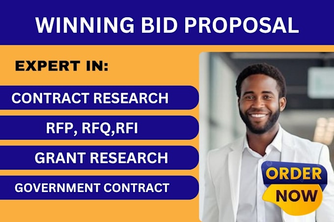 Gig Preview - Rfp, rfq, rfi, bid proposal writing contract research