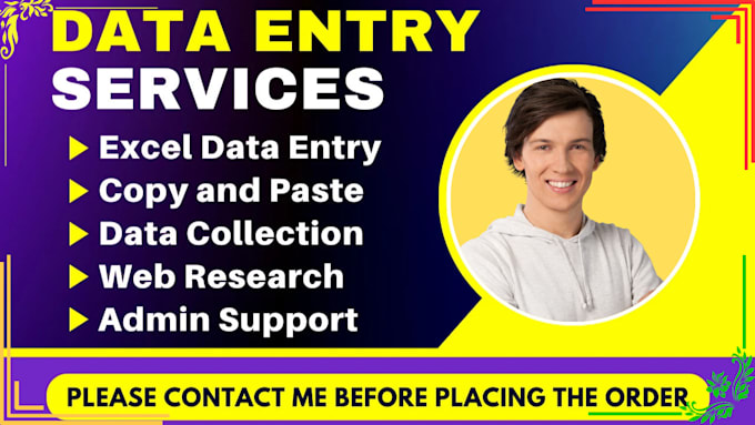 Gig Preview - Accurate data entry, web research, excel, chatgpt and admin support