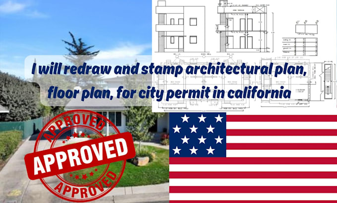 Gig Preview - Redraw and stamp architectural plan, floor plan, for city permit in california