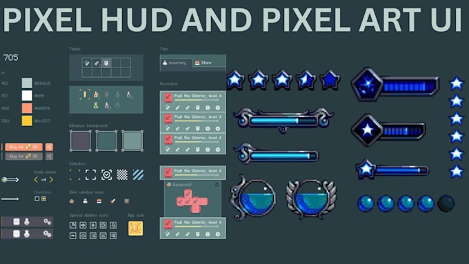 Bestseller - create pixel hud and pixel ui art for your project