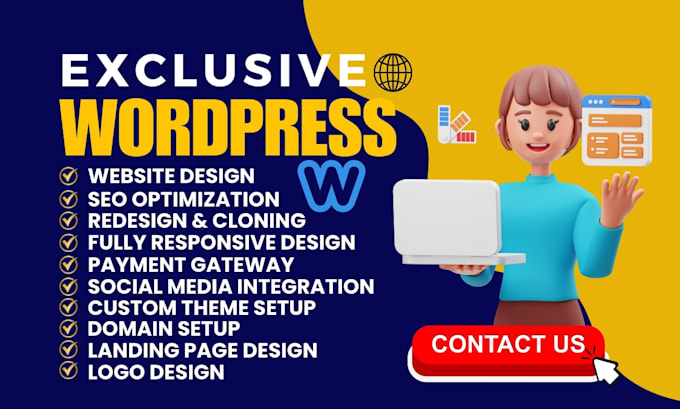 Gig Preview - Build wordpress website development, design, redesign, wordpress website