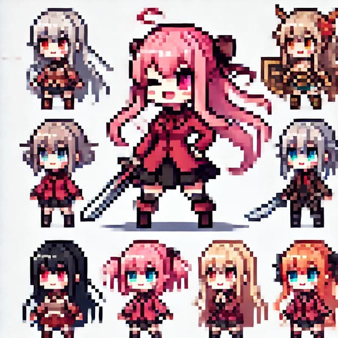 Gig Preview - Make pixel art character sprites in the anime style for your game