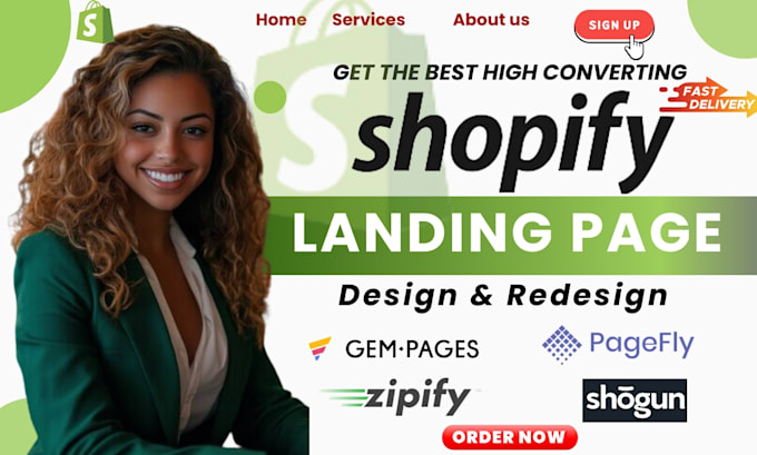 Gig Preview - Build shopify one product store landing page by gempages, pagefly, shogun zipify