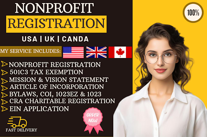 Gig Preview - Be nonprofit registration expert, 501c3, charity commission, cra, form 1023ez