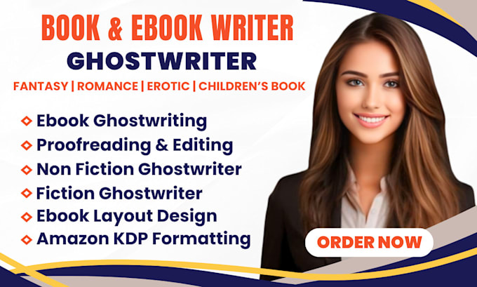 Gig Preview - Be your fiction ghostwriter for romance, book and ebook ghostwriting