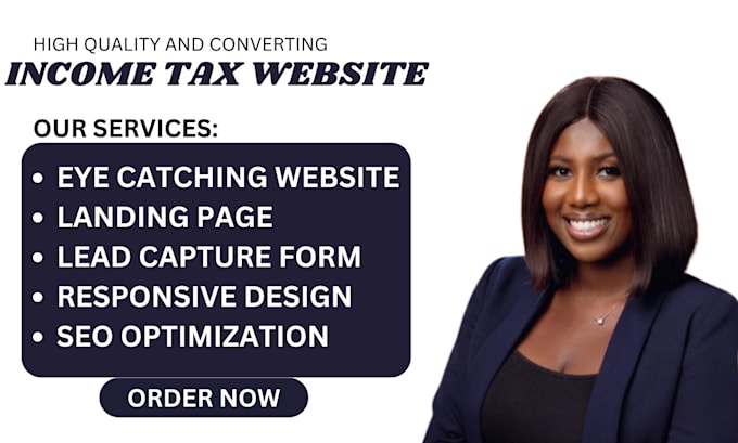 Gig Preview - Design income tax website finance tax website income tax landing page