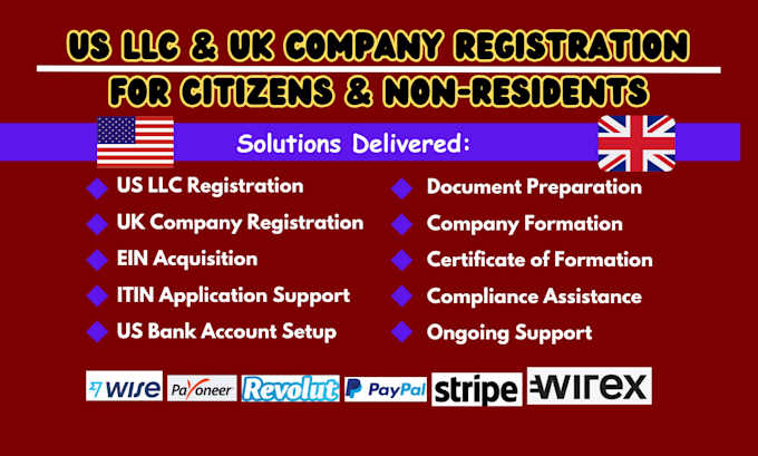 Gig Preview - Create US llc,UK company registration, ein, boi, 501c3, form 1023