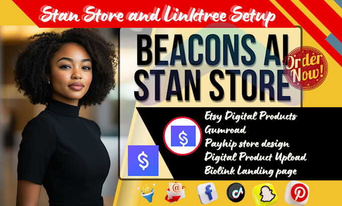 Gig Preview - Set up stan store, etsy linktree biolink landing page or beacons ai for tiktok