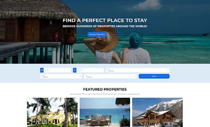 Gig Preview - Design vacation rental website rental website booking website vacation website