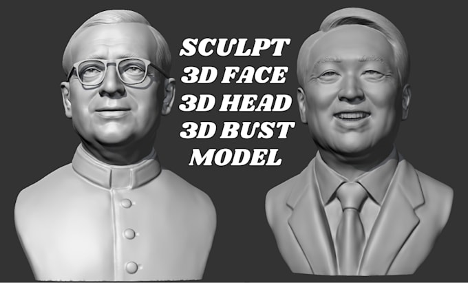 Gig Preview - Sculpt 3d character, bust model, 3d face, 3d head model for 3d printing obj stl