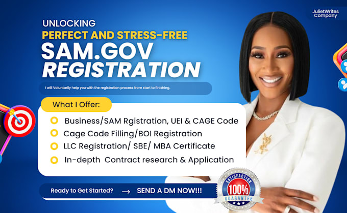 Gig Preview - Get cage code, sam gov, uei, llc creation, mbe, wosb, 8a and government contract