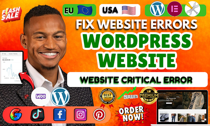 Gig Preview - Fix your wordpress website issues, bugs and errors responsive problem elementor