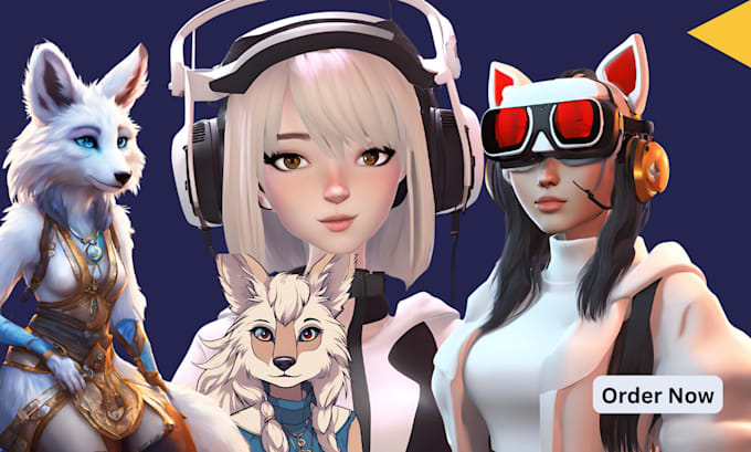 Gig Preview - Custom vrchat avatar, 3d model furry vrchat avatar fursona vrc from scratch