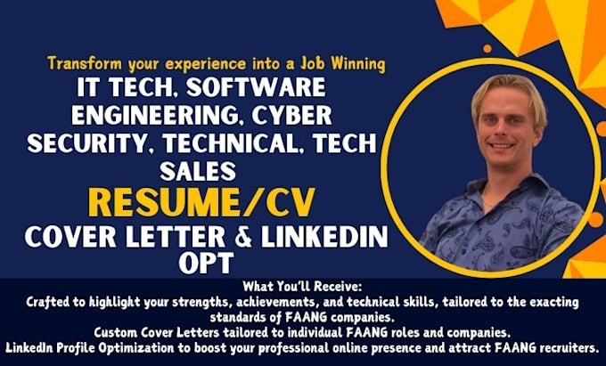 Gig Preview - Write tech resume for IT, engineering, cybersecurity, data analyst resume