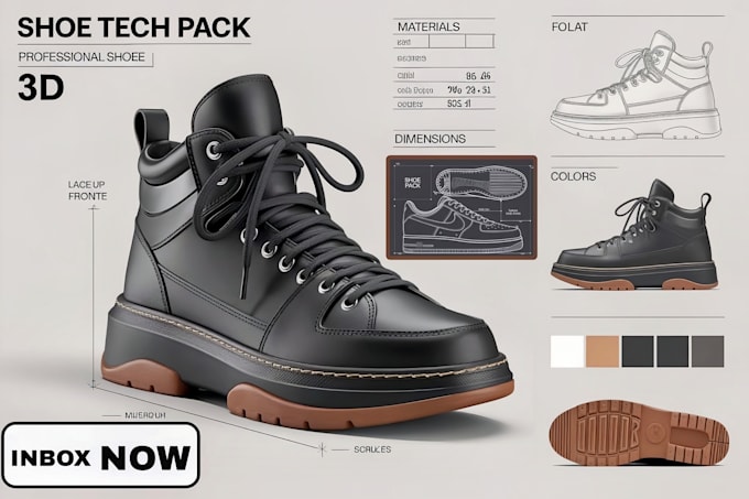 Gig Preview - Design sneakers, heels, and footwear tech pack with coreldraw for manufacturing