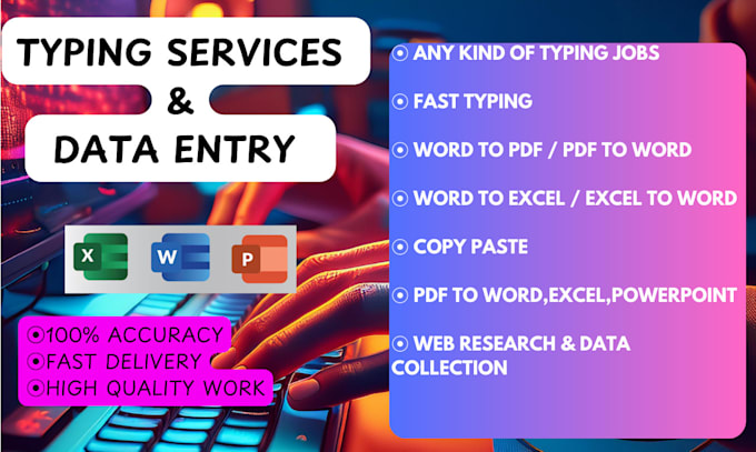 Bestseller - do typing and data entry services for pdfs, docs, excel, etc