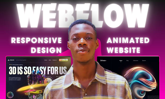 Gig Preview - Create responsive webflow websites with advanced 3d animation webgl, threejs