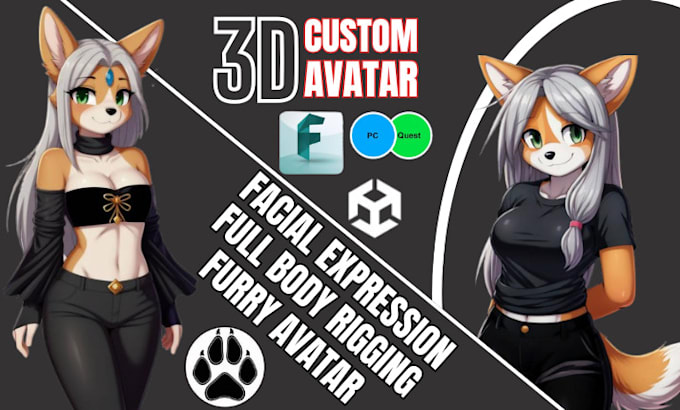 Gig Preview - Custom 3d vchat avatar vrc character vrc avatar furry avatar nsfw humanoid avi