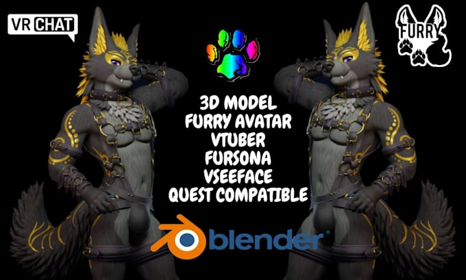 Bestseller - do 3d vrchat avatar model, vtuber, animaze, facerig, fursona, furry avatar