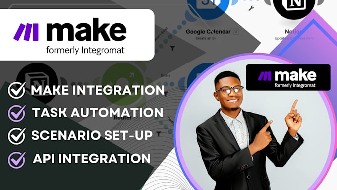 Gig Preview - Setup make com workflow, make com automation, make com scenarios, make com