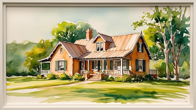 Bestseller - sketch house, building or landscape in my watercolor style