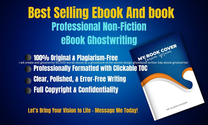 Gig Preview - Create, ghostwrite 50,000 words ebook as a ghost book writer kdp ebook designer