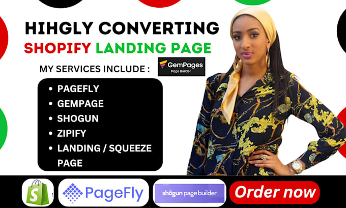 Gig Preview - Build shopify landing page or one product store with pagefly, shogun, gem pages