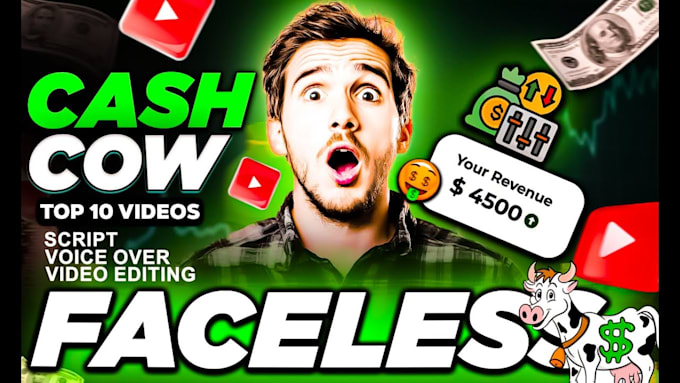 Gig Preview - Create and set up youtube cash cow channel and cash cow videos