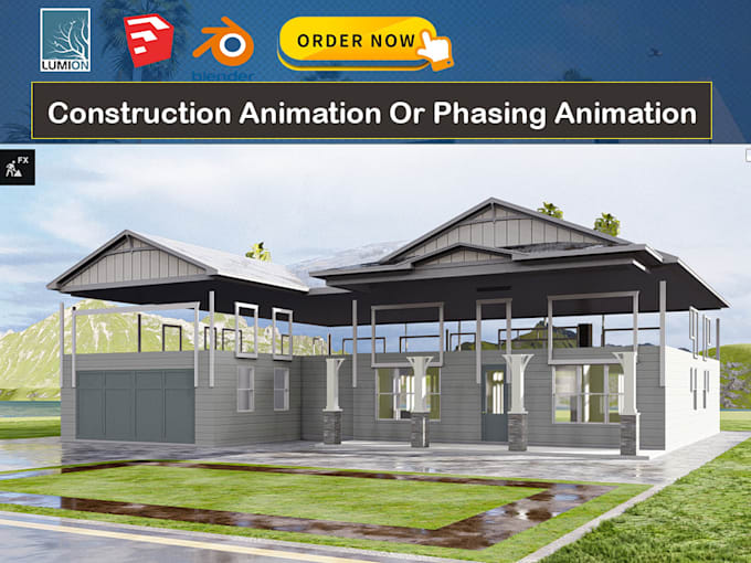 Gig Preview - Do construction animation or phasing animation with 3d modeling and rendering