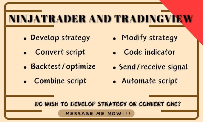 Gig Preview - Code pinescript strategy, convert tradingview to ninjatrader