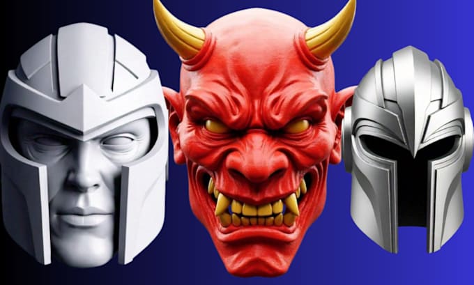 Gig Preview - 3d mask, 3d cosplay helmet 3d model mask, helmet oni mask armor cosplay 3d model