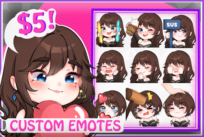 Gig Preview - Draw emotes twitch, sub badges for vtuber, discord   and stream