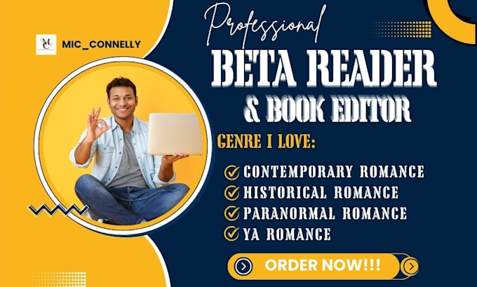 Gig Preview - Beta read your romance book as romance beta reader alpha reader book editor