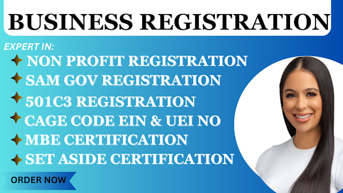 Gig Preview - Do sam gov registration non profit business setup 501c3 mbe cage code 8a uei ein