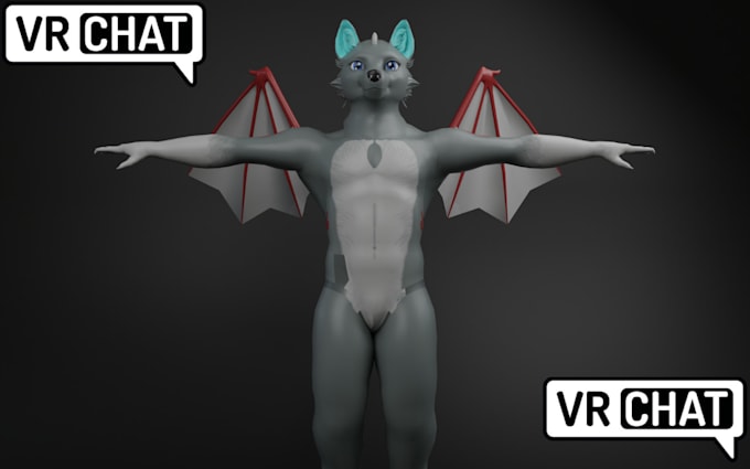 Gig Preview - Do vrchat avatar furry avatar 3d model of vr character, fursona, gmod, vrm