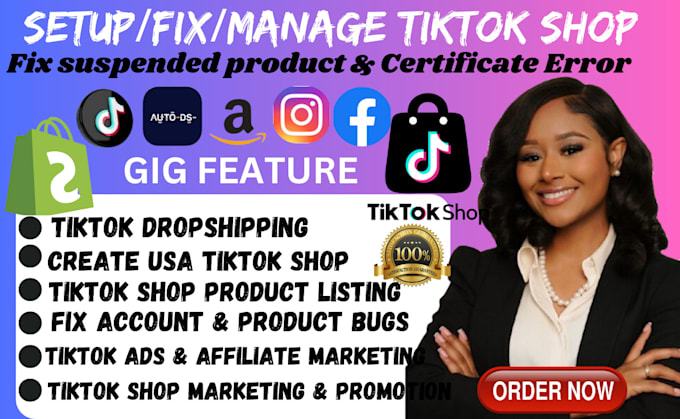 Bestseller - setup fix manage tiktok shop dropshipping tiktok ads facebook instagram shop