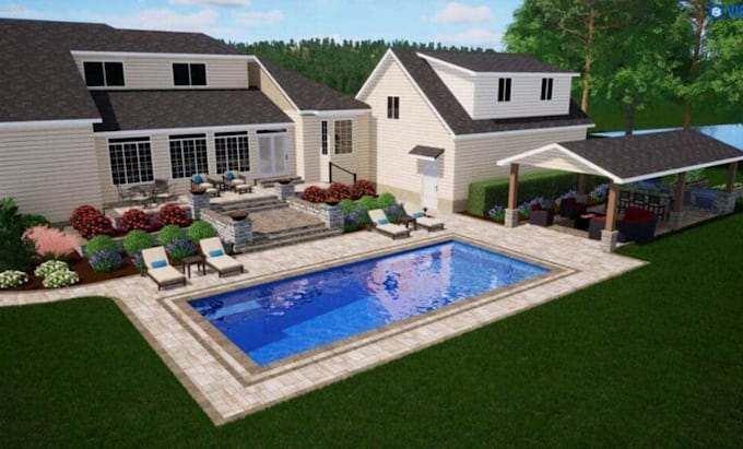 Bestseller - do landscape design backyard, frontyard, patio, terrace, swimming pool design