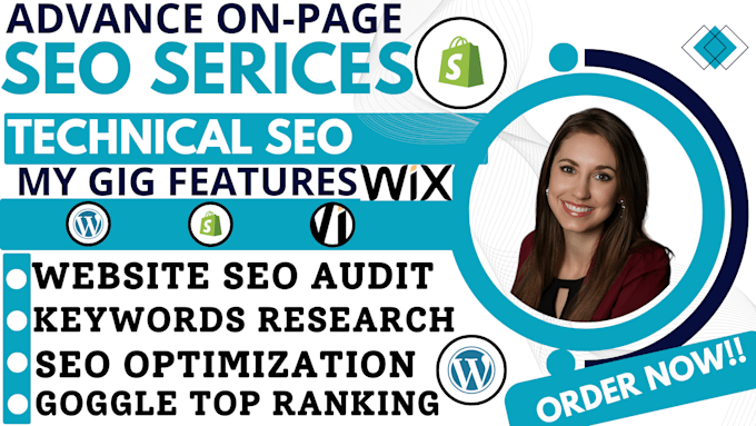 Gig Preview - Website SEO optimization, on page technical shopify wordpress wix squarespace