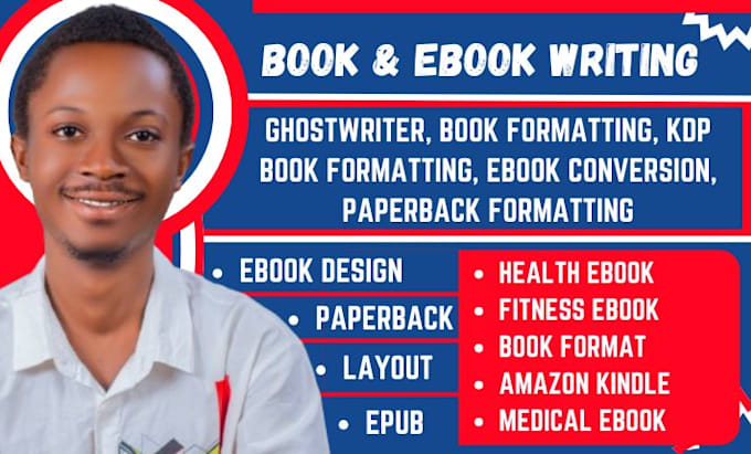 Gig Preview - Be your ghostwriter, book editing, kdp book formatting, book and ebook writing