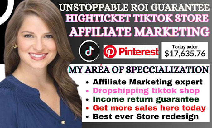 Gig Preview - Roi affiliate marketing, tiktok facebook shop, instagram shop, tiktok dropship