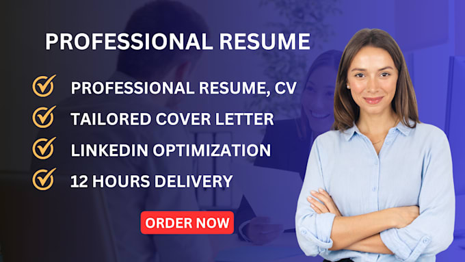 Gig Preview - Provide professional resume writing, cv and cover letter in 12 hours